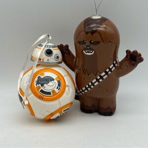 2 Star Wars Christmas Ornaments (BB-8 & Chewbacca) Space Opera Science Fantasy